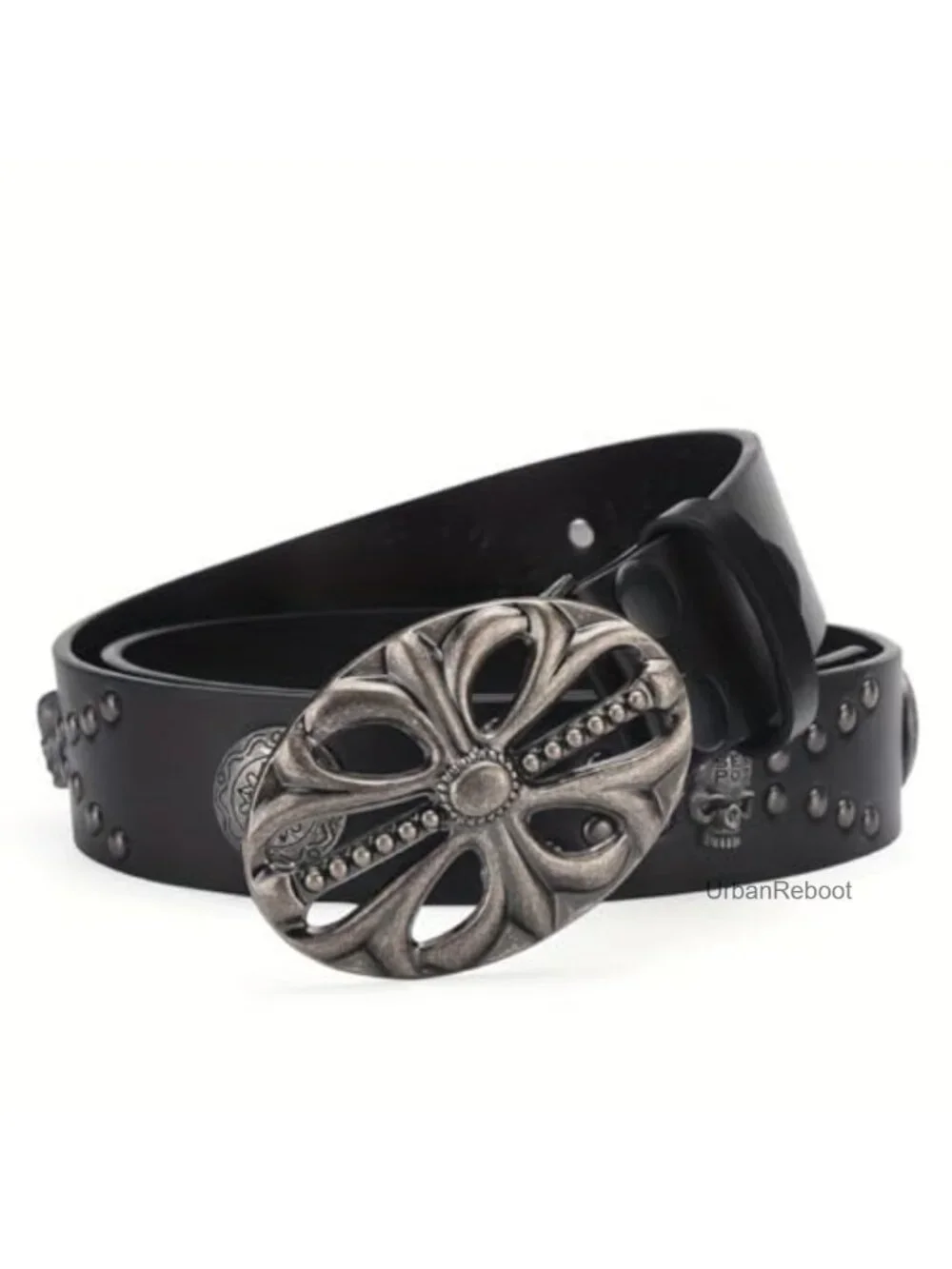 Vintage Skeleton Buckle Belt PU Leather Y2K Punk Western